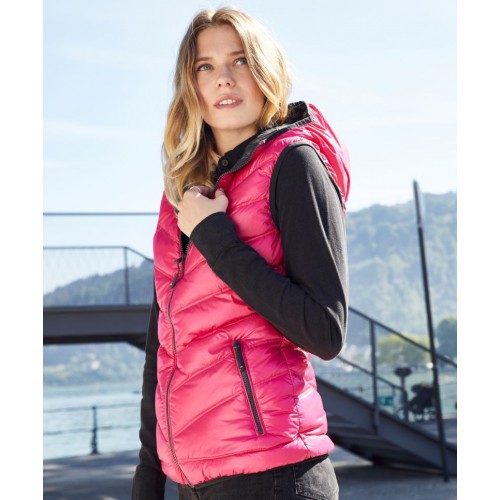 Lehká dámská péřová vesta s kapucí