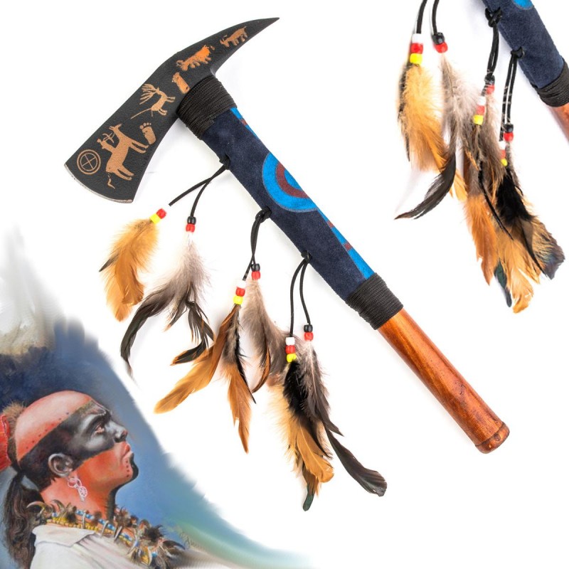 Chladné Zbraně Indiánská sekera "CHEROKEE" s kůží, pravý tomahawk