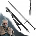 AF Luxusní ostrý meč Zaklínač/Witcher "VESEMIR'S SWORD" s pevnou pochvou a popruhem! Funkční!