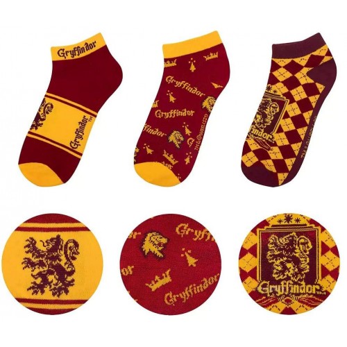 Kotníkové ponožky Harry Potter - Nebelvír (3 páry)