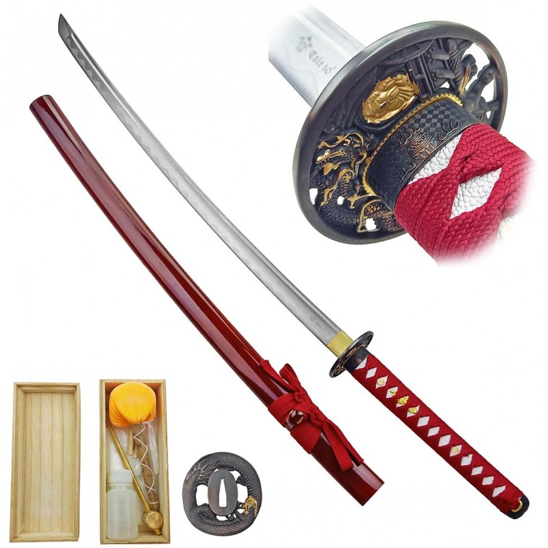 Albainox Červená katana "RED WARRIOR" s bohatým příslušenstvím