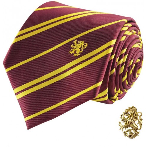 Kravata Harry Potter s odznakem - Nebelvír