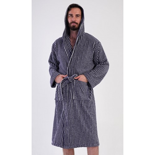 Pánský župan s kapucí Proužek